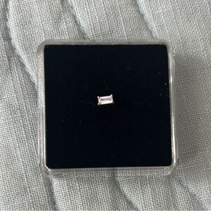 14k Solid Gold Baguette Single Stud Earring